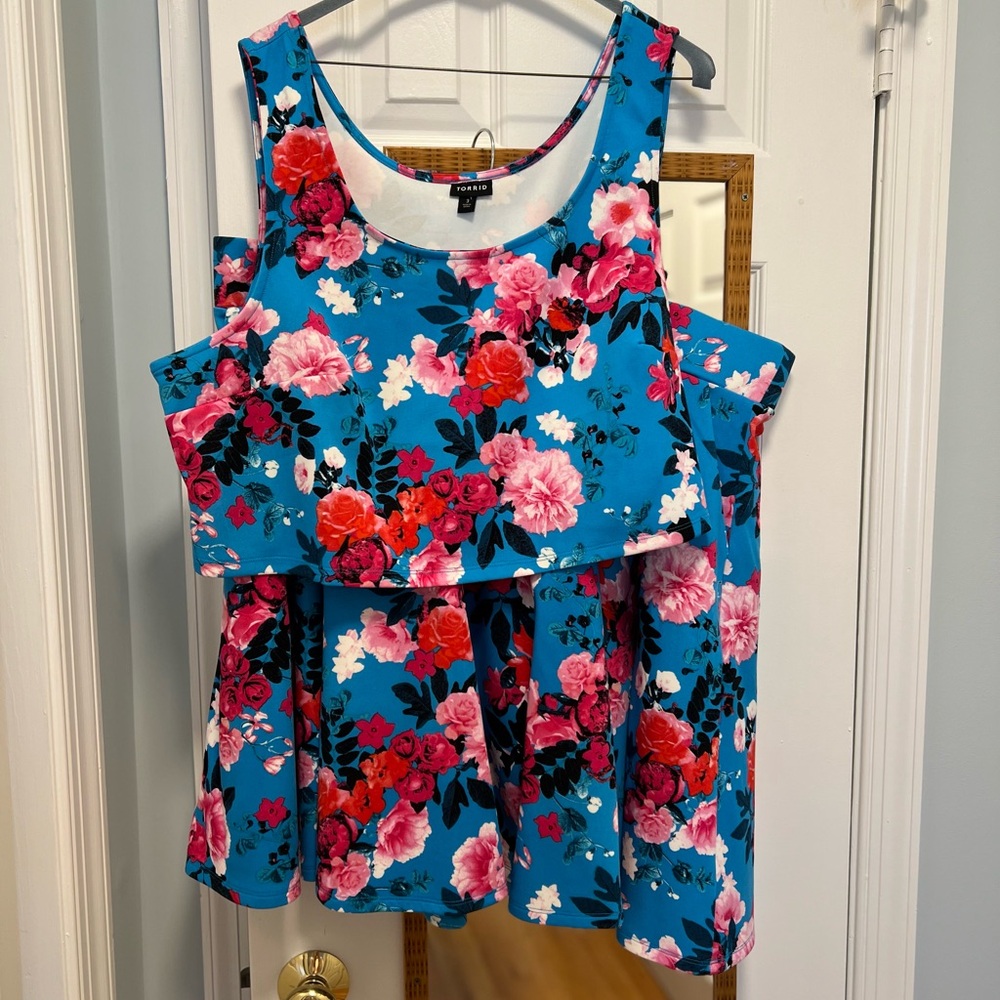 Torrid Blue Floral Tank Top